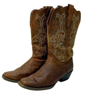 Justin Women's Brown Leather Cowboy Boots Stampede L2552Western Boots Size 10‎ B